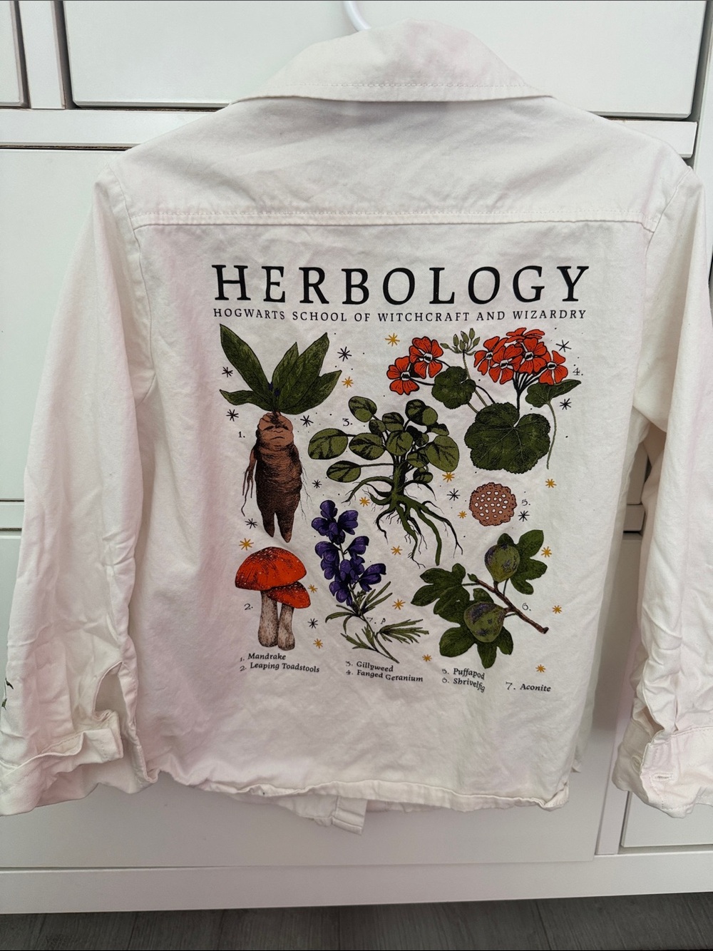 Herbology Graphic Jacket - Botanical Print in White